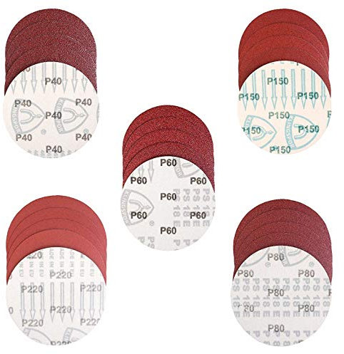 5in / 125mm Sanding Paper Discs Hook and Loop Pads for Any Orbital Sander Sandpaper (1, 220 Grit)