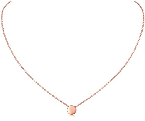 ChicSilver Rosegold Kette für Damen Frauen, Halskette mit Kleiner Rundanhänger, Minimalisitischer Schmuck für Freundin Ehefrau Tochter