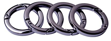 Bobeey 4pcs Round Carabiner Metal Spring Key Ring,Spring Snap Hooks Clip,Spring Keyring Buckle,Flat O ring for Purses BBC40, Black Gun, 1 (25mm) 4pcs