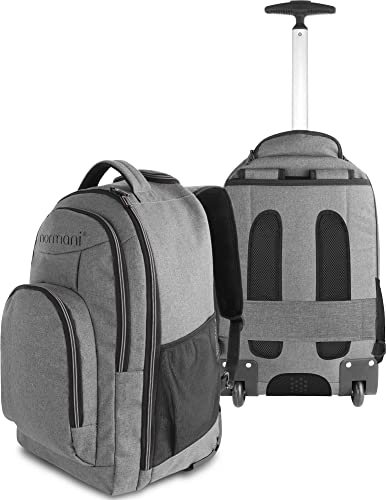 normani Rucksack mit Trolleyfunktion - 30 Liter Volumen Rucksacktrolley zum ziehen mit Laptopfach für Schule, Uni, Reisen, Ausflüge oder Einkaufen Farbe Grau