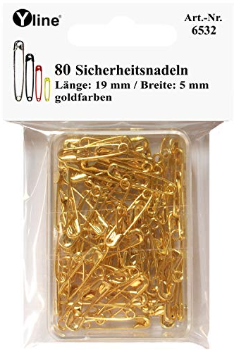Yline 80 Stück Mini Sicherheitsnadeln 19 mm, klein, goldfarben, nickelfrei, Nadel Nadeln, 6532