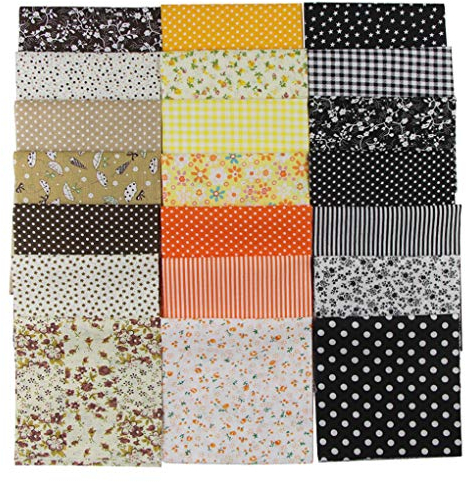 Jukway 21 Stück Baumwollstoff Stoffpaket 25 x 25 cm Quadrate Multi-Muster Bedruckt Baumwolle Stoff Patchwork Stoffe zum Nähen, Quilten, DIY Dekoration, Scrapbooking, Handwerk (Schwarz, Braun, Gelb)
