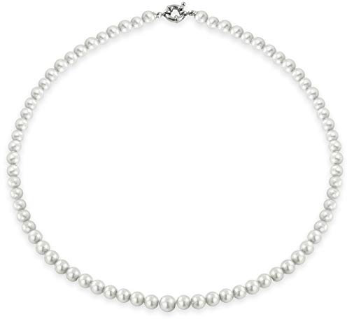 inSCINTILLE Collana Perle Girocollo Donna con Chiusura Argentata, Collana di Perle in Vari Colori e Dimensioni (Diametro Perle: 0.80 cm, Bianco)