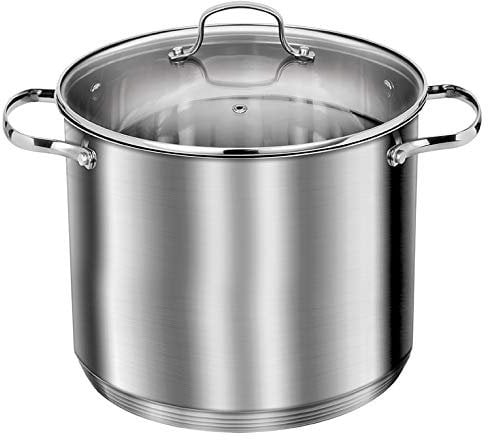 Smile Mgk-08 - Olla de acero, 11 L, fondo grueso multicapa, acero inoxidable, tapa de cristal, apta para todo tipo de cocinas y hornos, apta para lavavajillas
