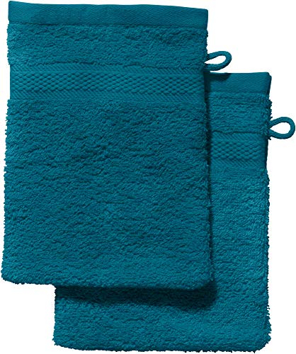REDBEST Waschhandschuh 2er-Pack Chicago Petrol Größe 15x21 cm - saugstark, strapazierfähig, ideal für Reisen, Sport (weitere Farben)