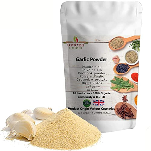 Garlic Powder (Lahasun Lasan) Premium Quality by Spices&herbsuk - Garlic Powder for Cooking, Baking, Soups, Stews, Casseroles, Sauces, and Pairs Well with Vegetables, Meats Rubs, Salads - 100g