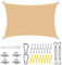 ERPENG Sonnensegel 3.5x6m 95% UV Schutz wetterfest Balkonverkleidung mit Seilen und Befestigungs Kit Hochwertigem Polyester für Balkon Garten Markise Zaun, Beige
