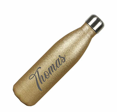 Borraccia personalizzabile modello glitter termica in acciaio INOX da 500 ml (Oro glitter)