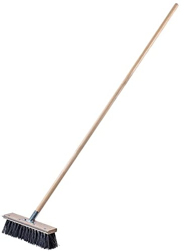 KADAX Straßenbesen mit Kratzkante, 2 in 1 Besen zum Fegen von Straßen, Industriebesen mit langem Stiel aus Holz, Saalbesen aus Kunststoff (30 cm)