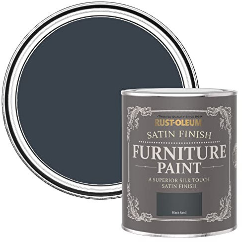 Rust-Oleum Black Furniture Paint in Satin Finish - Black Sand 750ml