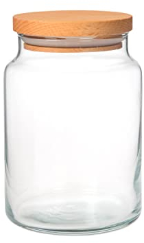 WDMT Glas-Vorratsbehälter mit Holzdeckel - Vorratsbehälter aus Glas mit Deckel - Transparent (635 ml)