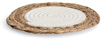 Zeller 27086 Topfuntersetzer Boho Kitchen, Baumwolle/Maisblätter, Natur, Ø20