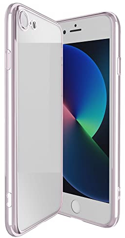 Angeston Case Compatible with iPhone SE 2020, iPhone/8/7, Electroplated Mirror Hard Protective Case For iPhone SE 2020, iPhone/8/7, Shockproof Anti Scratch Case - Pink