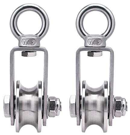 SHINICO Cable Pulley Wheel Stainless Steel, Bearing Inside, Silent and Smooth, Rope Pulley for Pulley System, 2 Pack