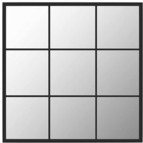 vidaXL Wandspiegel Hängespiegel Spiegel Flurspiegel Dekospiegel Schminkspiegel Wohnzimmer Wandmontage Badspiegel Schwarz 60x60cm Metall