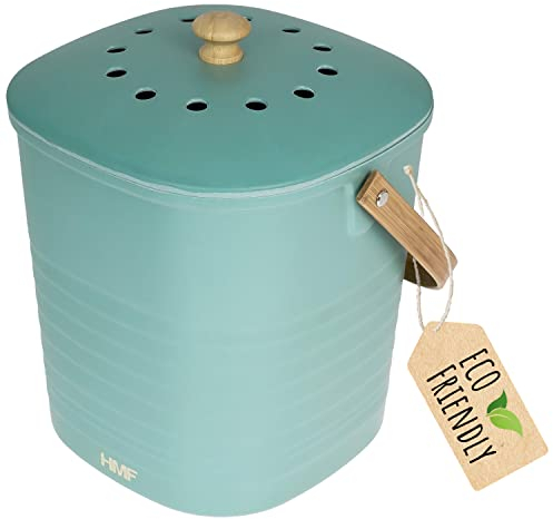 HMF Nachhaltiger Biomülleimer Küche, Geruchsdichter Komposteimer mit Deckel | 6 Liter | Grün