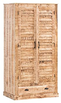 Woodkings® Kleiderschrank Caribou 2türig massiv Holz rustikal Lamellentür Flurschrank Vintage, Flurmöbel, Dielenschrank, Holzschrank