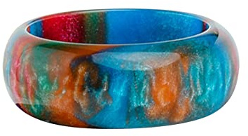 Yowablo Acrylring Blaue Ringe Bands Ring Damen Stil Ring Chunky Bunte Wolken Regenbogen Mädchen Einfache Ringe Ringe Ringeinlage