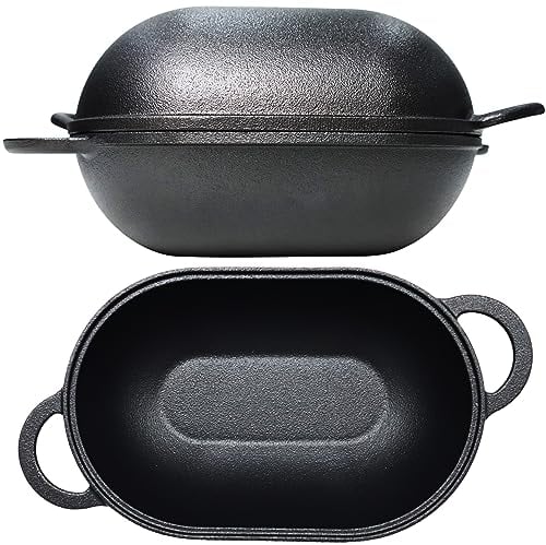 Crucible Cooware Moule à pain en fonte avec couvercle, poêle à pain, forme de four pour la cuisson, Pain artisanal - Moule à Pain en fonte