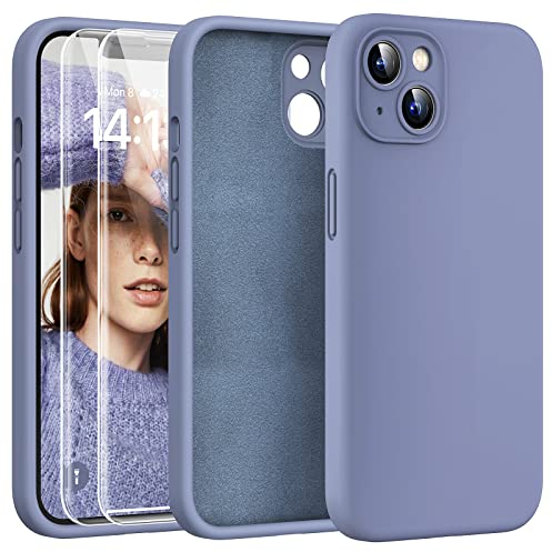 HATOSHI Coque pour iPhone 13, Protection de l'objectif améliorée, Coque en Silicone pour iPhone 13 6.1 Antichoc, Gris Lavande