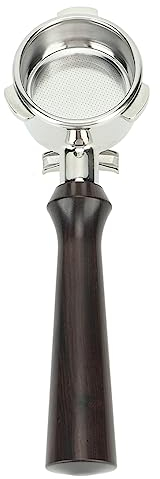 54mm Coffee Portafilter, Stainless Steel Espresso Bottomless Portafilter, Basket and Solid Wood Handle Espresso Accessories with 3 Ear for Breville Sage 870 880 Coffee Machine (F African Blackwood)
