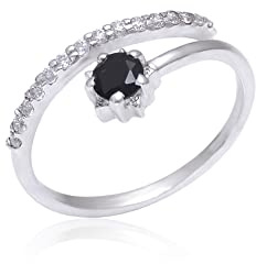 Exquisite 925 Sterling Silber Ring mit schwarzem Onyx und Zirkonia für Damen - ein bezauberndes Schmuckstück von zeitloser Eleganz