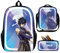 Jilijia Anime Fairy Tail Rucksack 3-teiliges Schulranzen-Set Anime Bedruckter Mode Rucksack Umhängetasche Federmäppchen für Schüler Kinder Teenager, Gurei Soruju, 45×33×14 cm, Schulranzen-Set