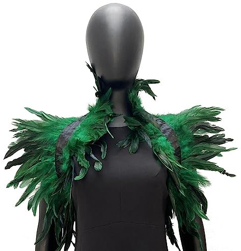 BYNYXI Feather Shawl Feather Cloak Fluffy Feather Cape Shoulder Costume Stage Performance Model Walk Feather Shawl Photo Prop Cosplay Party Clothing Decoration Green