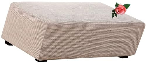 MeRcri Hockerbezug rechteckig Samt Jacquard Husse Überzug hocker Bezug für Ottomane Fußbank Stretch Ottomane Bezug Rund Quadratische Rechteckige(#6,75x60-70cm)
