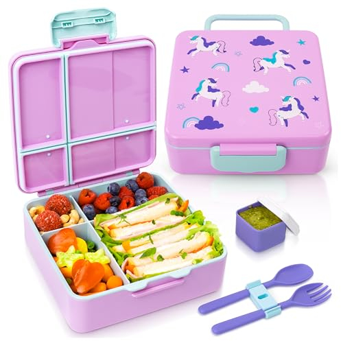 Sweety Fox Fiambrera Niños Colegio Unicornio con Cubiertos - Niños Colegio Válido para Microondas, Sin BPA, Limpieza Sencilla - Comidas Saludables y Divertidas desde los 3 Años