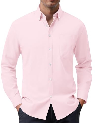 siliteelon Herren Hemd 100% Baumwolle Oxford Hemden Langarm Bügelfrei Freizeit Regular Fit Business Faltenfrei Formales Anzug Hemden mit Tasche