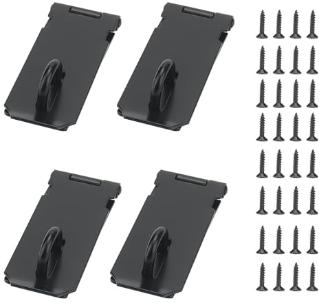 4 PCS 4 Inch Black Padlock Hasp and Staple, 10cm Padlock Latch Clasp with Screw for Door Window Cabinet