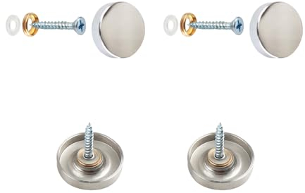 4 Sets Spiegelschrauben, 10 mm Spiegelnägel mit dekorativen Kappen, Kupferspiegelabdeckungen mit Unterlegscheiben für Tische, Badplatten, Möbelbeschläge, Silber