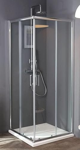 Box Doccia 90x90cm con Cristallo da 6 mm Trasparente 90x90 H.190 Profili Cromati Quadrato per Sauna
