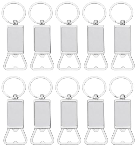 sourcing map 10Pcs Sublimation Metal Bottle Opener Keychain, Blank Transfer Sublimation Key Rings for DIY Personalized Sublimation Photos (3.1x9.4cm)