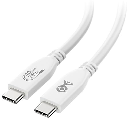 Cable Matters [Certificado USB-IF] Cable USB4 1m (Cable USB 4) con Datos 40 Gbps, Blanco, Vídeo 8K y Carga de 240W - Totalmente Compatible con USB-C, Thunderbolt 3 y Thunderbolt 4-1 Metro