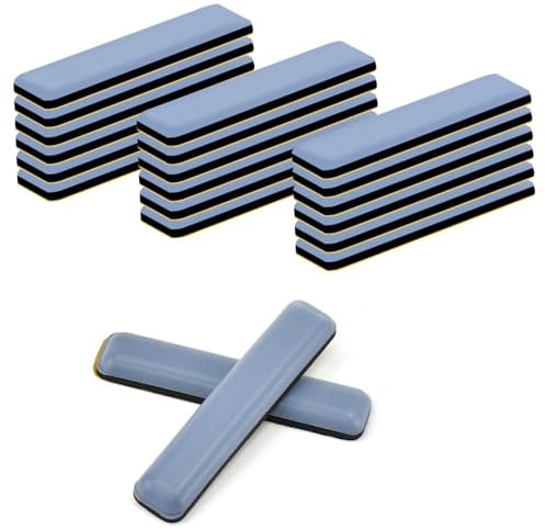 SLTAXAR 24 Pz Scivoli per Mobili 7,5x1,5cm Autoadesivi Cursori di Mobili Piedini per Mobili Autoadesivo in Teflon TPU Scivoli Per Mobili Rettangolo Cursori per Mobili Pesanti per Divano Tavolo e Letti