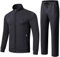Huayuzh Trainingsanzug Herren 2 Piece Trainingsanzug Set Sportanzug Reißverschlusstasche Jogging Fitness Gym Hausanzug Dunkelgrau 2XL