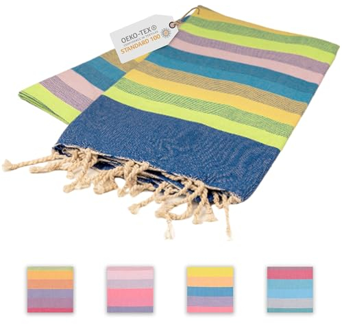 Sandrella Hamamtuch Sauna Damen & Herren groß 100x200 Baumwolle Strandtuch Decke Pestemal | blau