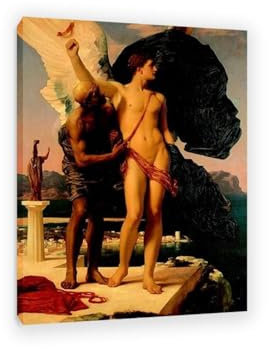 MOBYAT Leinwandkunst,Ölgemälde,Frederic Leighton,„Ikarus und Daedalus,Kunstwerk,Poster,Bild,moderne Wanddekoration,Heimdekoration,85x60cm(33x24 Zoll) rahmenlos