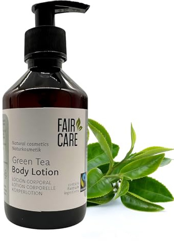 FAIR CARE Body Lotion mit Grüntee 240ml mit Pumpspender - Fairtrade Körperpflege feuchtigkeitsspendend für alle Hauttypen