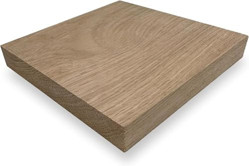 ZUSCHNITTPROFI.DE® Massivholzplatte aus Eiche (10x10x4 cm) – Eichenplatte, handgefertigte Holzscheibe aus glatt gehobeltem Eichenholz – DIY Holz für verschiedene Bau-Projekte