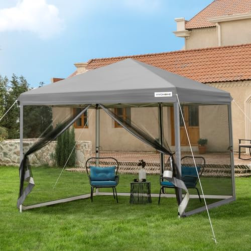 VIVOHOME Gazebo Pop-up Impermeabile da Giardino Tenda Pieghevole con Struttura in Metallo Porte con Cerniera e Sacca di Trasporto per Campeggio Picnic e Feste all'Aperto (Grigio, 3x3m)