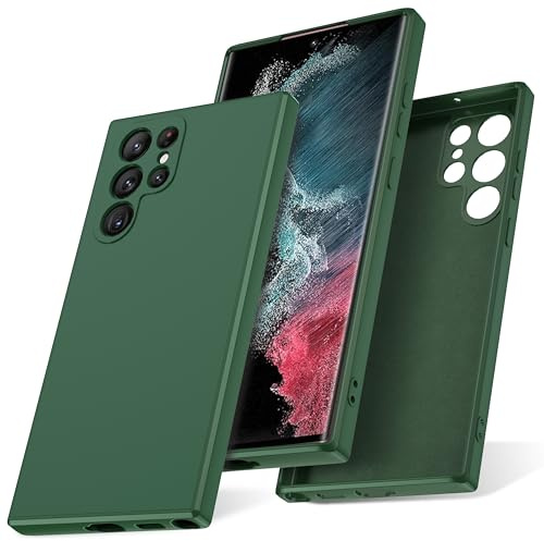 Watana Hülle für Samsung Galaxy S22 Ultra,Soft Touch SilikonHülle,Grün | HandyHülle Case mit Rutschfeste Hülle Silikon mit Mikrofaserfutter,für Samsung Galaxy S22 Ultra 5G Hülle