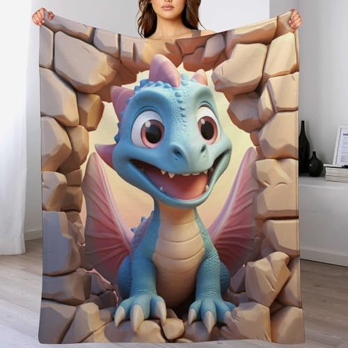AAPZY Cute Dinosaurier Decke Flauschig & Super Weich - Hochwertige Flannel Fleecedecke Auch Als Wohndecke, Tagesdecke, Sofadecke & Wohnzimmer Geeignet - Überwurf Decke Sofa & Couch, （150×200cm）