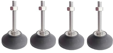 BORDSTRACT Furniture Leveling Feet | M6 D40 L40 Adj 4pc | Galvanised Steel | Heavy Duty Height Adj Foot | For Tables Chairs Sofas Workbench |Dressers Benches Cabinets Raiser |Home DIY Furniture Upgrade