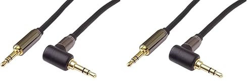 PremiumCord HQ Câble Jack 3,5 mm, Prise de Cric 3,5 mm, Connecteur StereoJack sur Bouchon 90 °, Câble de Connexion Audio AUX, Blindé, Connecteur Métallique, M/M, Longueur 1,5 m (Lot de 2)