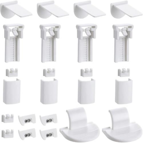 TANSAR 4 Kit 24 Stück Plissee Ersatzteile, Klemmträger Plissee Zubehör, Klemmfix Halterung für Jalousien Installieren, Weiß