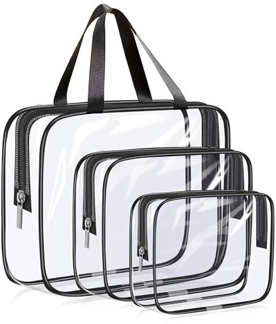 Lot de 3 Pochettes Transparentes pour Toilette - 3 Tailles (30/24/18cm), PVC Résistant à l'eau, Zippé - Voyage, Maquillage, Organisation