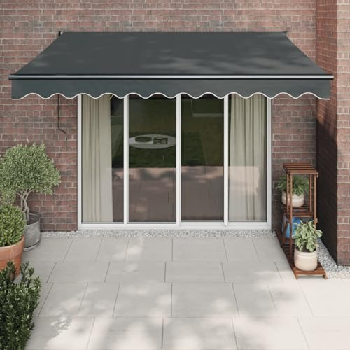 Elektrische Gelenkarm-Markise mit Kurbel, Anthrazit, 3,5x2,5m, UV-beständig, wasserdicht, für Terrasse, Balkon, Garten